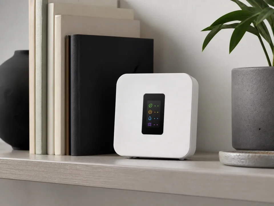 Air quality and environmental monitoring device with a compact color display