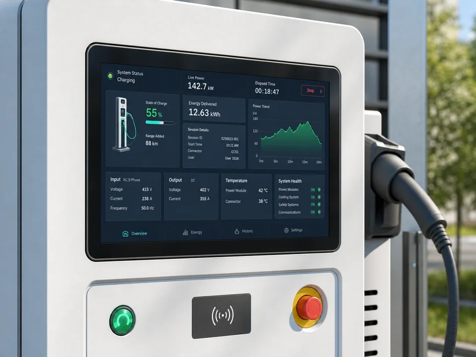 10.1-inch operator interface on energy and charging equipment