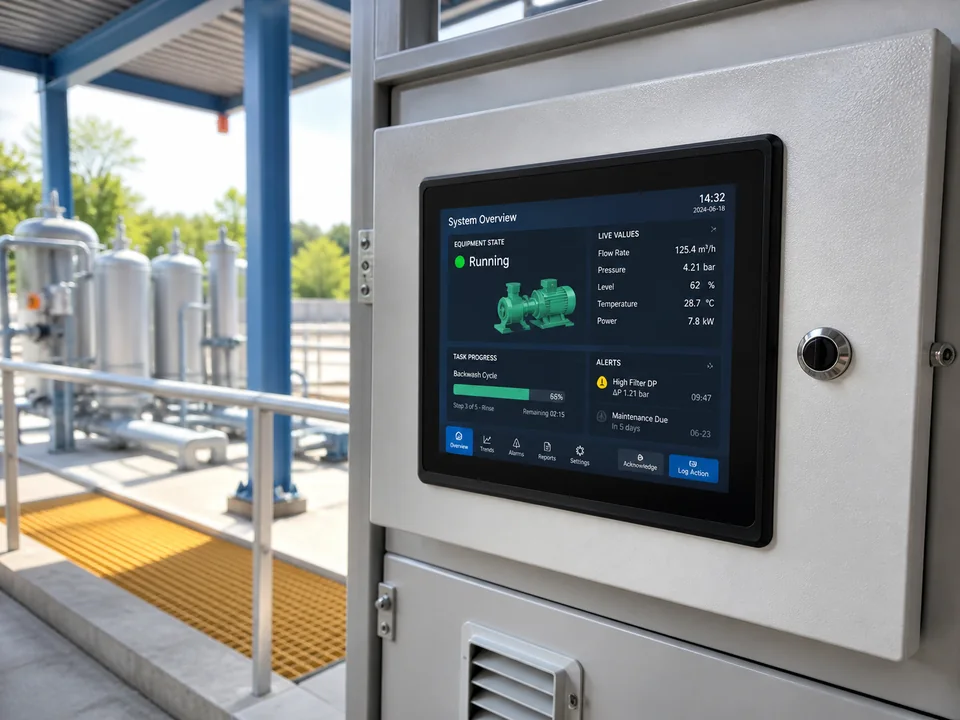 10.1-inch dedicated equipment terminal in a bright semi-outdoor setting